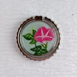 ピンク色の朝顔＊手描きレジンのスマホリング