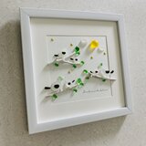 シーグラスアート 海の宝石 シマエナガの家族 風景画 インテリア雑貨 観葉植物 北欧ガラス細工 贈り物 誕生日プレゼントの