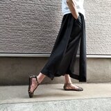 『風を感じる』♥国産コットン♥フレキシブル・ワイドパンツ♥【サイズ豊富】(黒）