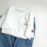 大人のフルーツモチーフ/ヘビーウェイト苺刺繍Tシャツ＜ベージュ＞＜ホワイト＞