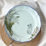 チコロット❤️取り皿❤️すべて手描き❤️染付け❤️普段使いに丁度いい❤️plate❤️すずらん❤️猫