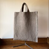 極厚リネンの手縫いトートバッグ　裏地付き