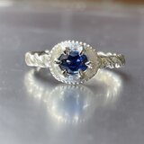 ブルー　サファイア　0.78ct　OVカット　medallion　シルバーSV925リング
