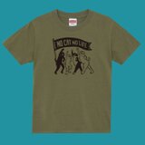 男女兼用　NO CAT NO LIFE Tシャツ オリーブに黒プリント
