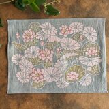 ベンガラ泥染め・藍錠染め染布　蓮池