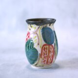 田園風景・手描きデザインの陶器花器