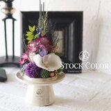 仏花 ピンポンマムと胡蝶蘭の和モダンアレンジ(L) 花器付き＊プリザーブドフラワー＊お供え花 お盆 お彼岸 喪中見舞い