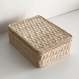 籐の文箱（B５用紙の入る四角い蓋付きバスケット）よろけ編み