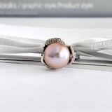 メタリックラベンダーピンク 大粒 ルベルパールのフラワーリング （12.5cm)