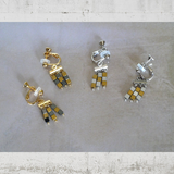 金銀ヘマタイトのチェッカーイヤアクセサリー