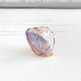 超大粒 ケシパール ライトパープル オレンジミックス 蕾の形のリング 　１点のみ