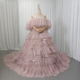 人気上昇！カラードレス 薄ピンク オフショルダー リボン 憧れのドレス 可愛い 前撮り