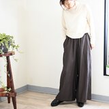 【new arrival】カジュアルエレガントなフレアワイドパンツ：チョコレートブラウン