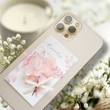 【全機種対応】ミルクティピンク　あじさい＆かすみ草ブーケ　スマホに挟む　インナーシート　iPhone Android