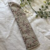 ★ハンドメイド★ ★★金沢 リネンサークル刺繍小花赤の実刺繍扇子ケース★箸入れ★箸袋★