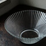 ギザギザで素敵◆プレスガラス深鉢　碗　素麺鉢　昭和後期　古道具　昭和レトロ　ニュートロ 丁寧な暮らしに。クリア