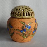 釉描彩露草図香炉