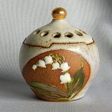 釉描彩スズラン図香炉