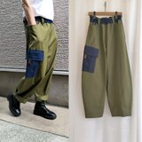 【秋色モード】カーキ『はくだけで決まる！』バレルレッグパンツ♥コットン