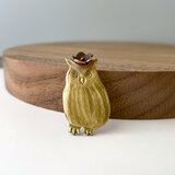 「花ミミズク」真鍮ピンバッヂ