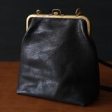 レザーショルダーポーチ　frame porch SHO-61 ＜豚革黒染＞
