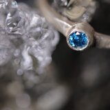 【小鳥屋イチオシのブルー！】ブリリアントカット　微蛍光ブルーダイヤモンド・シルバーリング【滄】