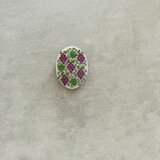 ぶどうのウッドブローチ(紫・麻色)