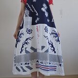 着物リメイク　手作り　手ぬぐい　パッチワーク　ワンピース