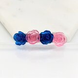 ピンクと青の薔薇のヘアバレッタ