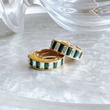 Y1183-ヴィンテージイヤリング U.S.A. Green Clear Rhinestone Half Hoop