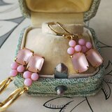 ヴィンテージ　フロストpinkとオパークpinkの14Kgfピアス（またはフープイヤリング）