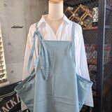 【背中がかわいい】エプロンドレス：デニム：スカイブルー【0848】