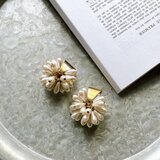 Y1184-ヴィンテージイヤリング U.S.A. 1970〜80s Drop Pearl Cluster Earrings