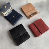 【新作】薄型ミニマル財布　栃木レザー【名入れ・選べる革とステッチ】左利き対応　手縫い　ハーフウォレット