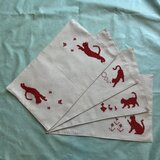 猫のクロスステッチ刺しゅうのランチョンマット四枚セット