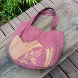 帯布リメイクの一点ものトートバッグ｜和の品格と手仕事の温もり【底丸型・えんじ色】250813-９