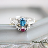 一点もの┃深色石のティアラリング/silver925/天然石（ブルー&レッド）