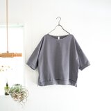 boat neck wide cut-sew (gray x white)