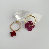 千夜一夜 お花のイヤリング 絹・カーネリアン  | tatting lace