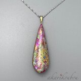 【sv925】レース模様 濃桃色螺鈿と本朱漆のリバーシブルペンダント 螺鈿 純金箔 プラチナ箔：金沢漆器 箔工芸 螺鈿ジュエリー