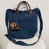 わけありsale・ラムスエードの２ウェイショルダーバッグ　ネイビー