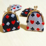 【送料無料】※低価格版※”コロンと可愛い”トランプ柄のミニコインパース／コインケース｜小銭入れ｜畳縁｜がま口