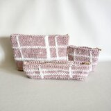 ピンクチェックのポーチ3点セット