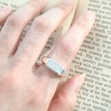 ［SV925］Haku -魄-　〜八面体パヴェリング〜 サイコロ　幅広　印台リング　シルバー　シグネットリング　家紋