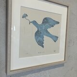 「迷鳥の行方」額装木版画