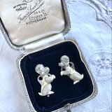 BJL　マーカサイト＆エナメル　プードルイヤリング　クリーム