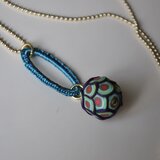 ボールチェーンネックレス　ダエン　04 turquoise×purple pink green kinari turquoise