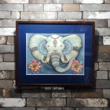 原画 1点もの ボールペン画 日本人作家 額入り 象の絵 絵画 絵 アート インテリア 象 ラピスラズリ プレゼント