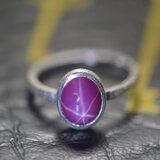 リング　シルバー925　シンセティックスタールビー　3.72ct