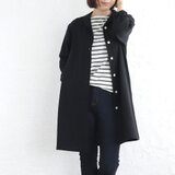 春夏秋と 軽やかに羽織る 桐七炊きコットンリネン ショールカラーコート（ブラック）CO08